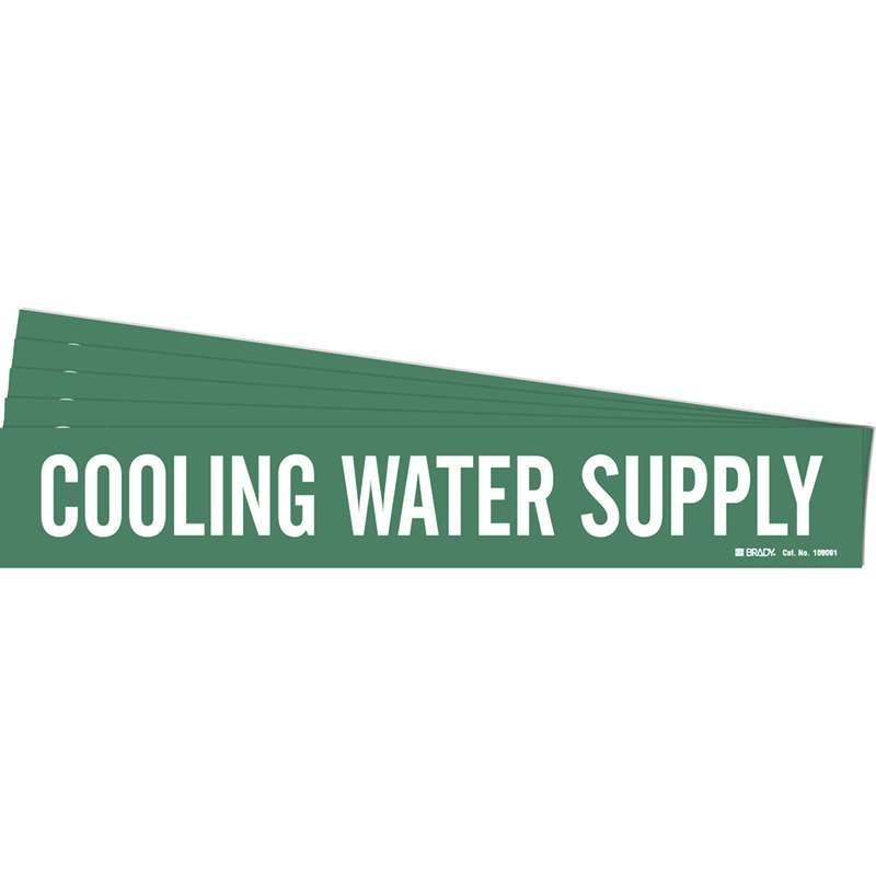 COOLING WATER SUPPLY Pipe Marker Style 1HV Polyester WT on GN 1 per Card, 5 PK
